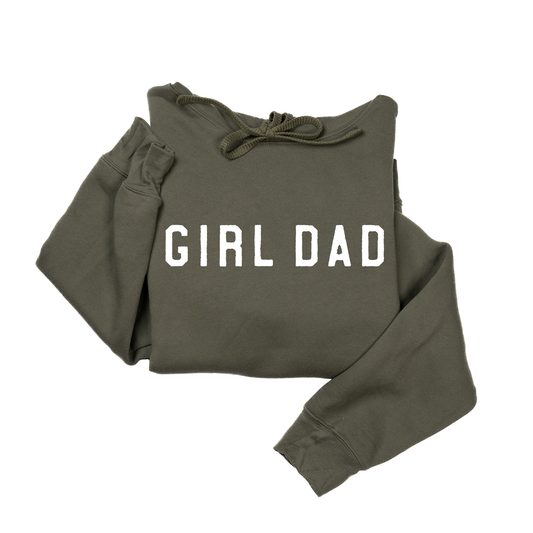 Girl Dad® (Across Front, White) - Hoodie (Military Green)