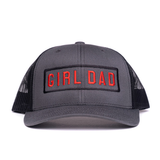 Girl Dad® (Red/Black Box) - Trucker Hat (Charcoal/Black)