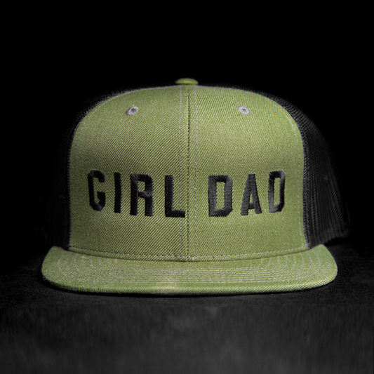 Girl Dad® (Black) - Flatbill Trucker Hat (Army/Black)