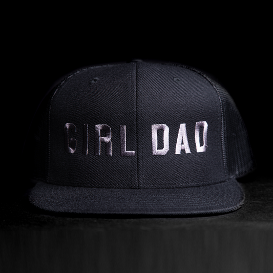 Girl Dad® (Gray) - Flatbill Trucker Hat (Black)