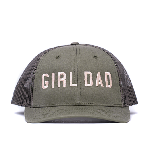 Girl Dad® (Peach) - Trucker Hat (Olive)