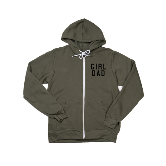 Girl Dad® (Pocket, Black) - Zip-up Hoodie (Military Green)