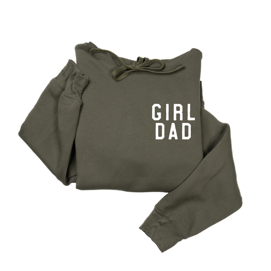 Girl Dad® (Pocket, White) - Hoodie (Military Green)