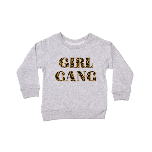 Girl Gang (Leopard Print) - Kids Sweatshirt (Heather Gray)