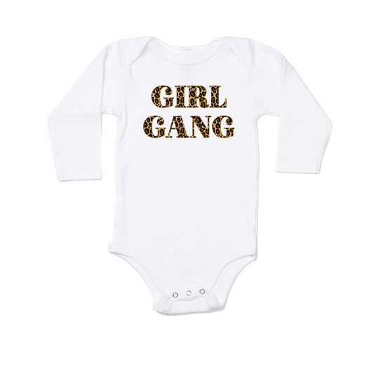 Girl Gang (Leopard Print) - Bodysuit (White, Long Sleeve)