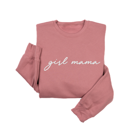 Girl Mama (Ava Script, White) - Embroidered Sweatshirt (Mauve)
