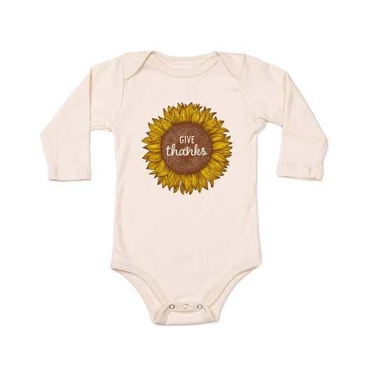 Give Thanks Sunflower - Bodysuit (Natural, Long Sleeve)