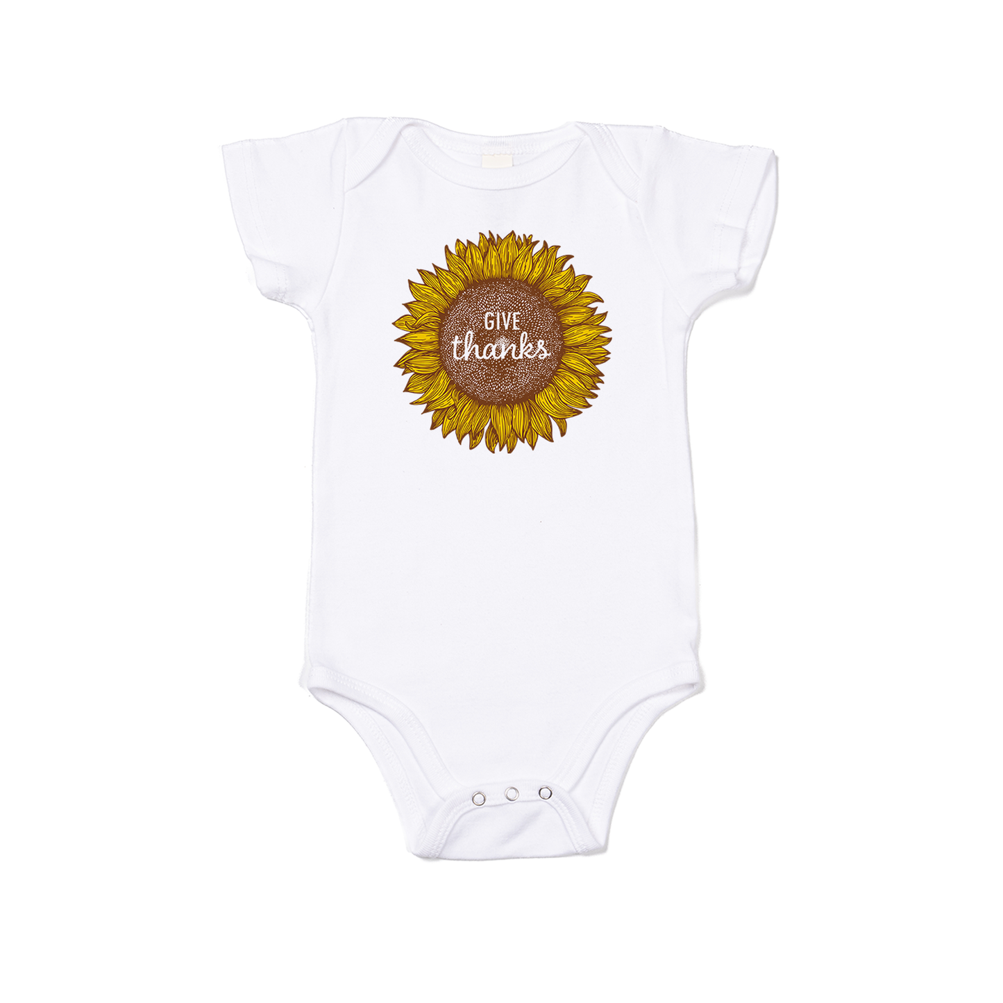 Give Thanks Sunflower - Bodysuit (White, Short Sleeve)