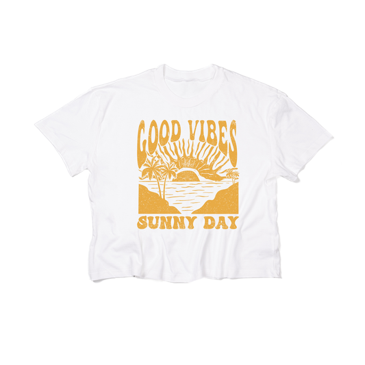 Good Vibes Sunny Day - Cropped Tee (White)