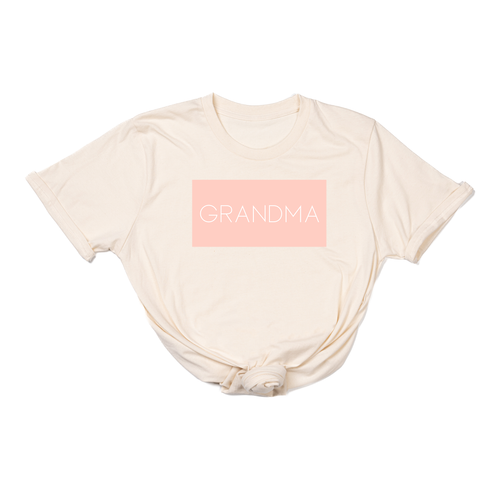 Grandma (Boxed Collection, Ballerina Pink Box/White Text, Across Front) - Tee (Natural)