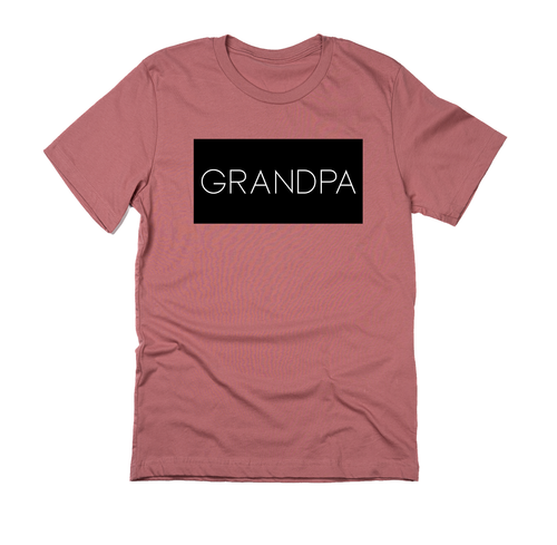Grandpa (Boxed Collection, Black Box/White Text, Across Front) - Tee (Mauve)