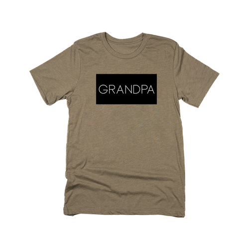 Grandpa (Boxed Collection, Black Box/White Text, Across Front) - Tee (Olive)