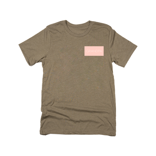 Grandpa (Boxed Collection, Pocket, Ballerina Pink Box/White Text) - Tee (Olive)