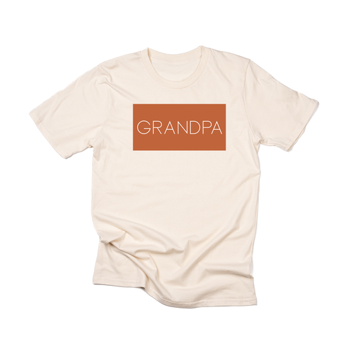 Grandpa (Boxed Collection, Rust Box/White Text, Across Front) - Tee (Natural)