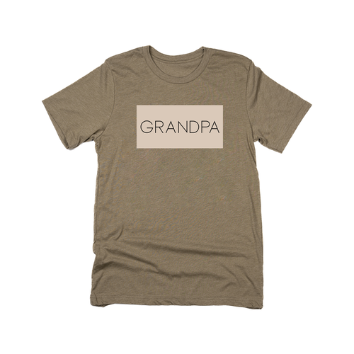 Grandpa (Boxed Collection, Stone Box/Black Text, Across Front) - Tee (Olive)