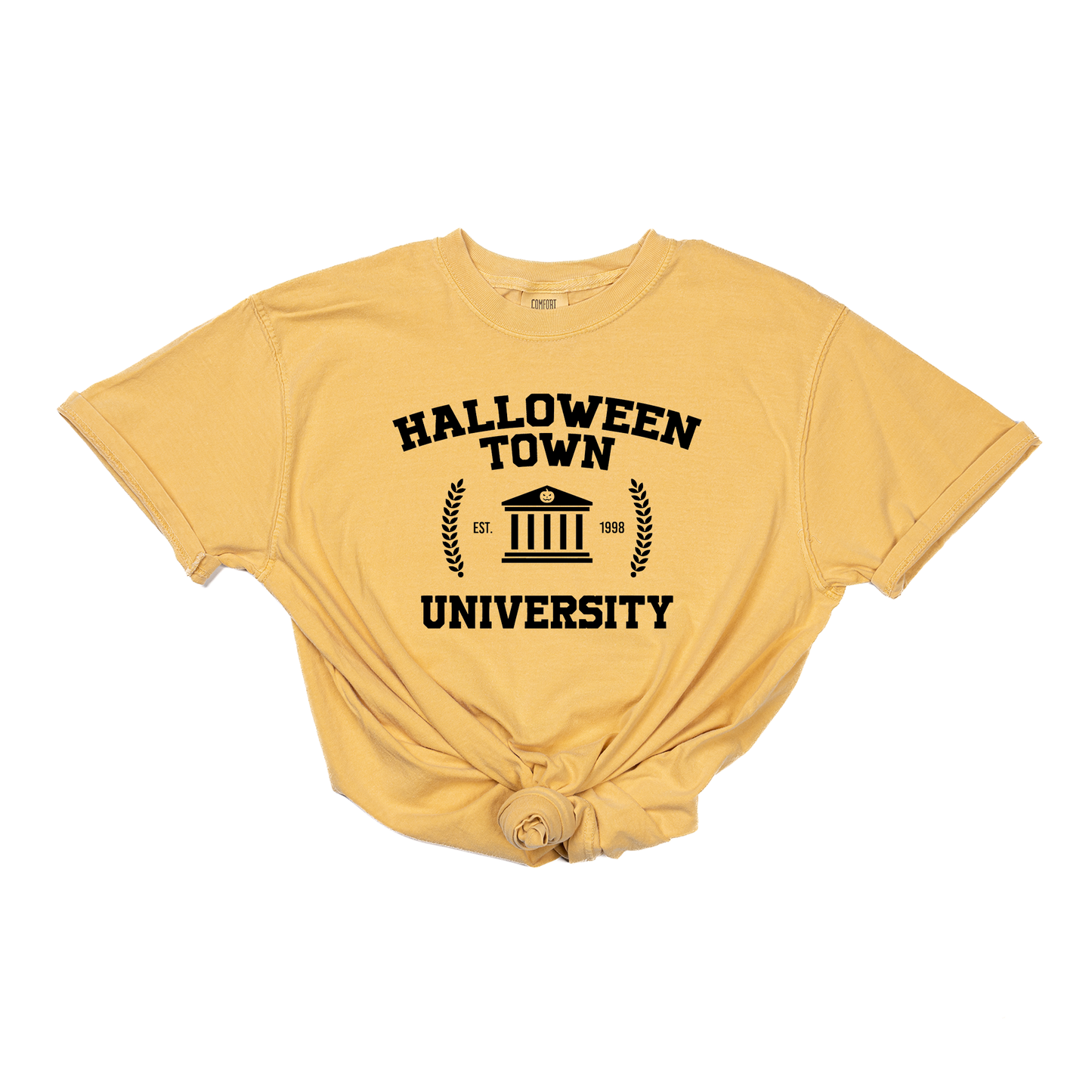 Halloween Town University (Black) - Tee (Vintage Mustard, Short Sleeve)