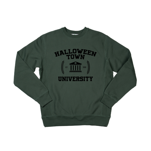 Halloween Town University (Black) - Heavyweight Sweatshirt (Pine)