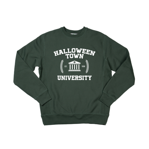 Halloween Town University (White) - Heavyweight Sweatshirt (Pine)