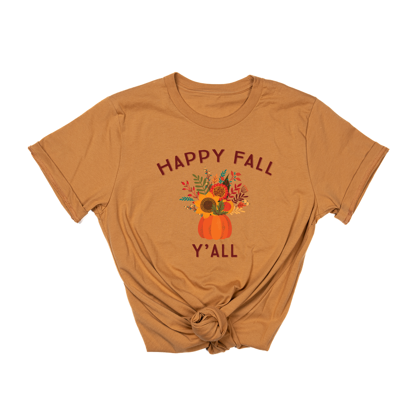 Happy Fall Y'all (Maroon) - Tee (Camel)