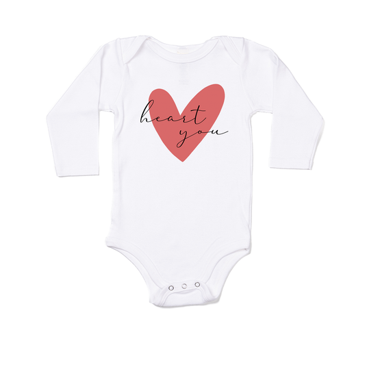 Heart You - Bodysuit (White, Long Sleeve)