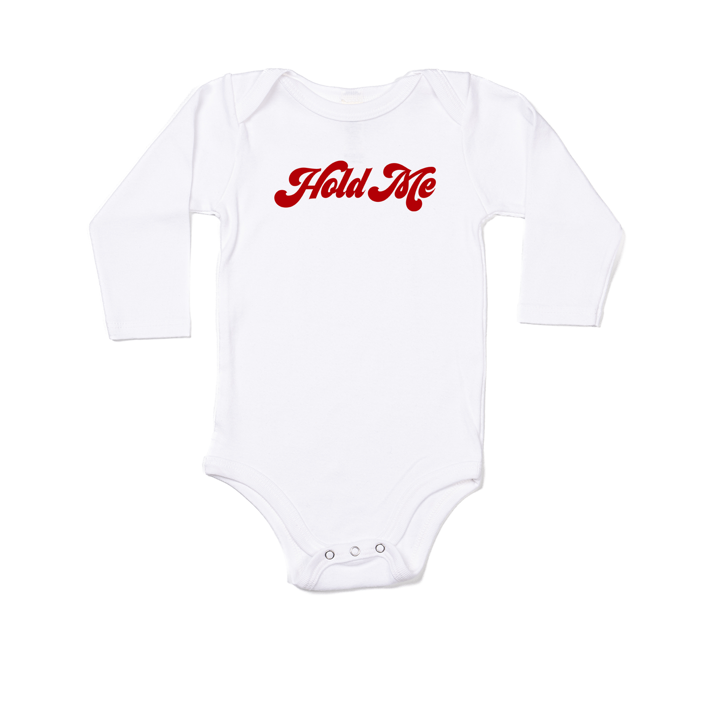 Hold Me (Red) - Bodysuit (White, Long Sleeve)