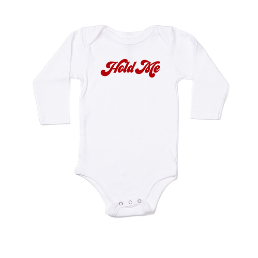 Hold Me (Red) - Bodysuit (White, Long Sleeve)