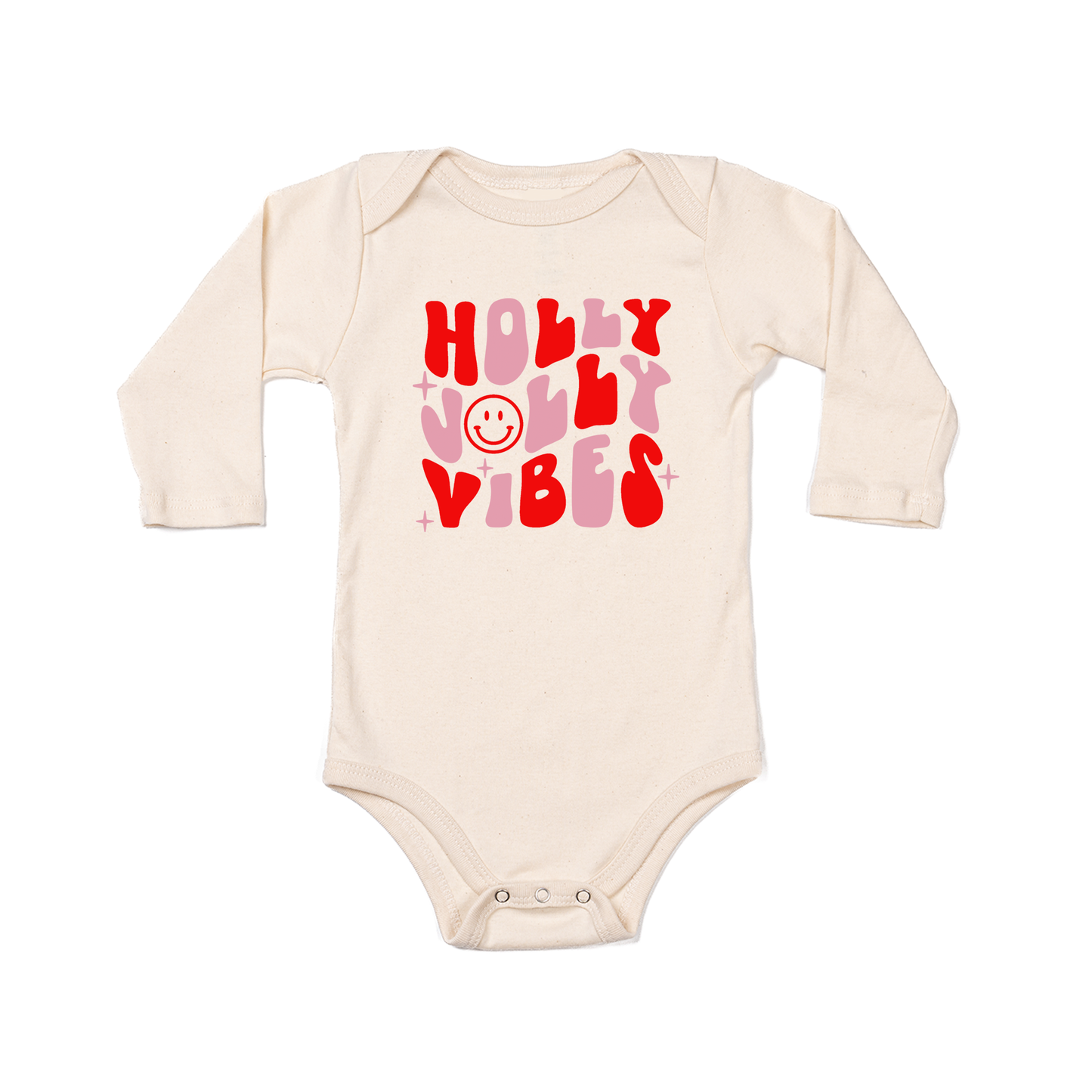 Holly Jolly Vibes - Bodysuit (Natural, Long Sleeve)