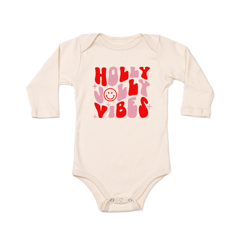 Holly Jolly Vibes - Bodysuit (Natural, Long Sleeve)