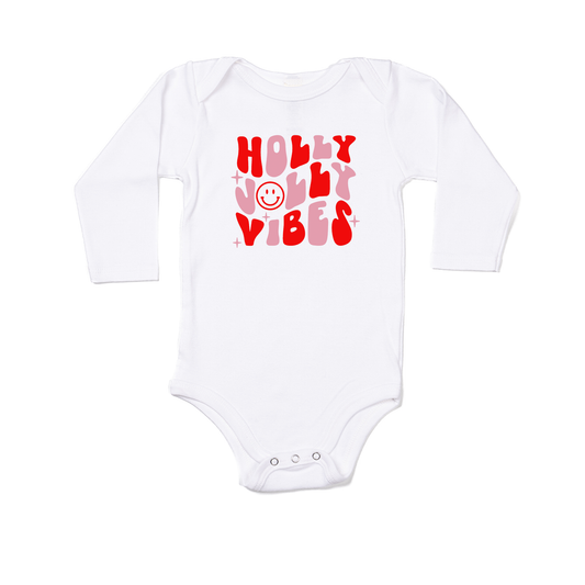 Holly Jolly Vibes - Bodysuit (White, Long Sleeve)