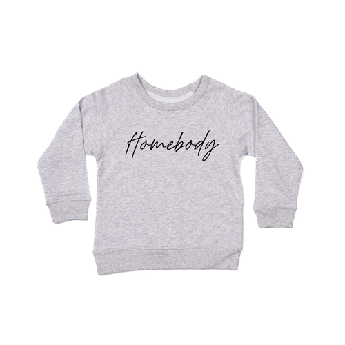 Homebody (Black) - Kids Sweatshirt (Heather Gray)