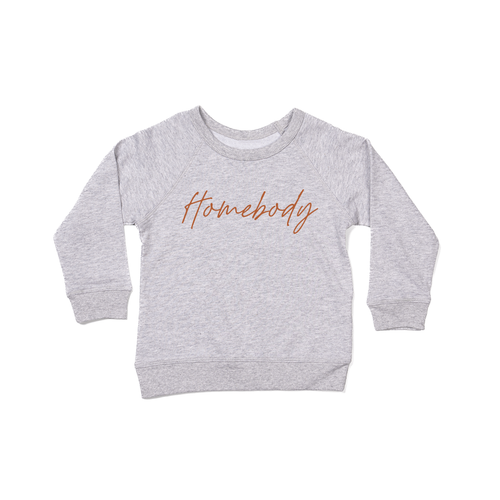 Homebody (Rust) - Kids Sweatshirt (Heather Gray)