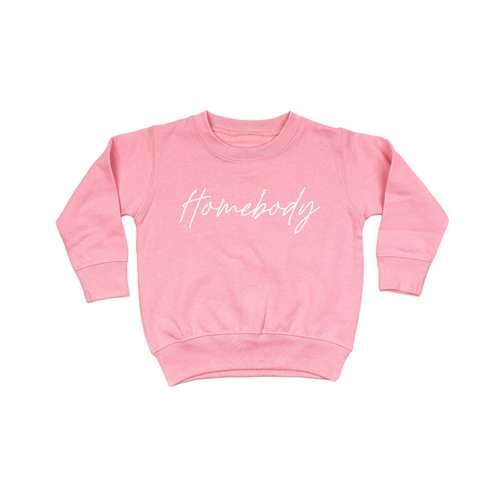 Homebody (White) - Kids Sweatshirt (Pink)