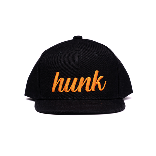 Hunk (Orange, 3D Puff) - Kids Trucker Hat (Black)