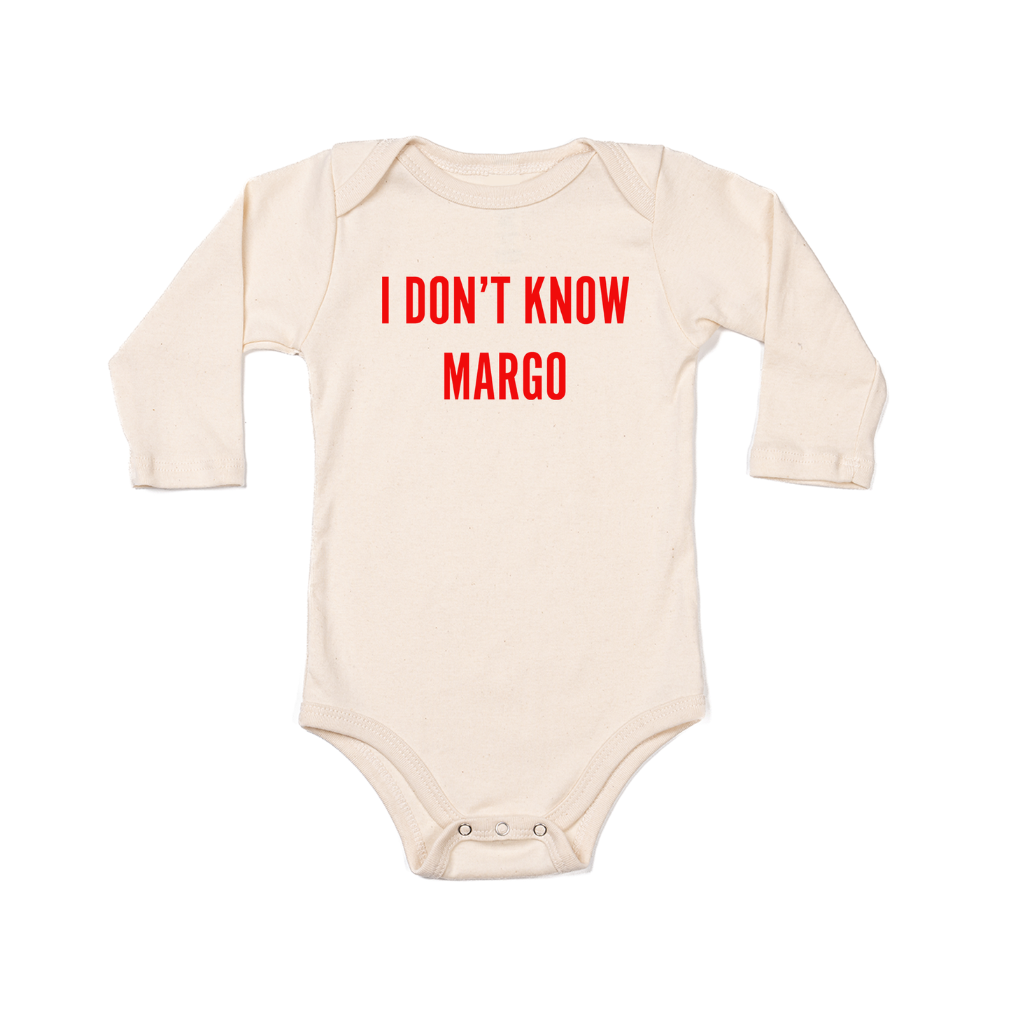 I Don't Know Margo (Red) - Bodysuit (Natural, Long Sleeve)