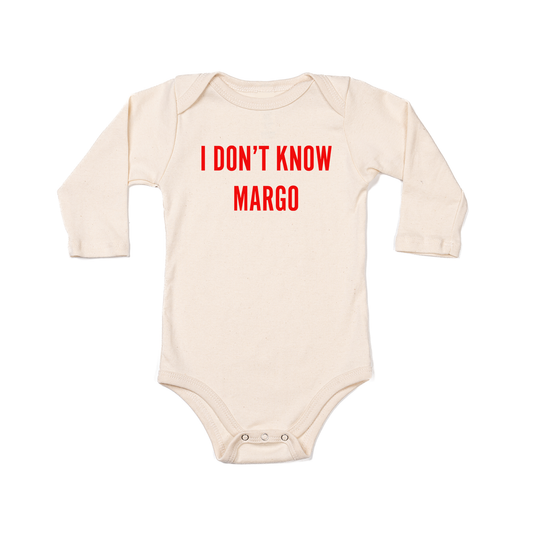 I Don't Know Margo (Red) - Bodysuit (Natural, Long Sleeve)