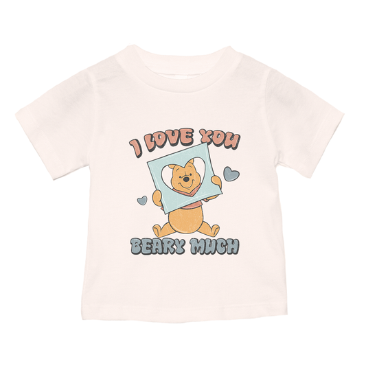 I Love You Beary Much (Blue) - Kids Tee (Natural)