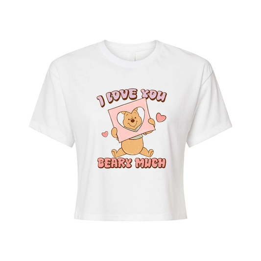 I Love You Beary Much (Pink) - Cropped Tee (White)