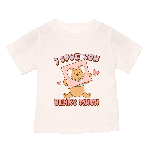 I Love You Beary Much (Pink) - Kids Tee (Natural)