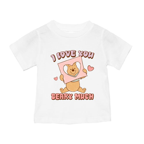 I Love You Beary Much (Pink) - Kids Tee (White)