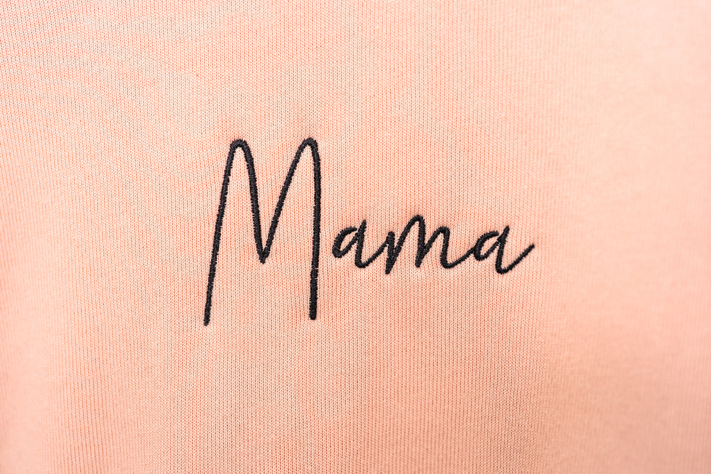 Mama (Brook Script, Black) - Embroidered Sweatshirt (Peach)