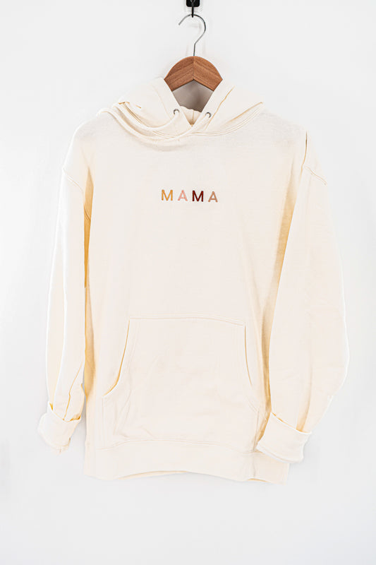 Mama (Multicolor) - Embroidered Hoodie (Creme)