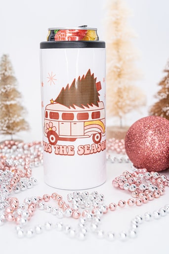 Tis the Season Retro Van Hard Seltzer Slim Can Cooler