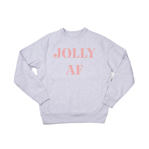 Jolly AF (Pink) - Heavyweight Sweatshirt (Heather Gray)