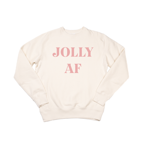 Jolly AF (Pink) - Heavyweight Sweatshirt (Natural)