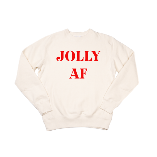 Jolly AF (Red) - Heavyweight Sweatshirt (Natural)