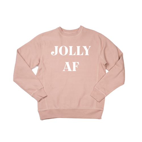 Jolly AF (White) - Heavyweight Sweatshirt (Dusty Rose)