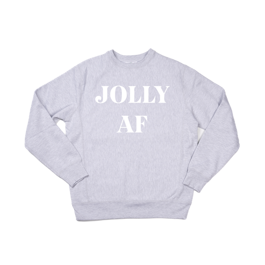 Jolly AF (White) - Heavyweight Sweatshirt (Heather Gray)