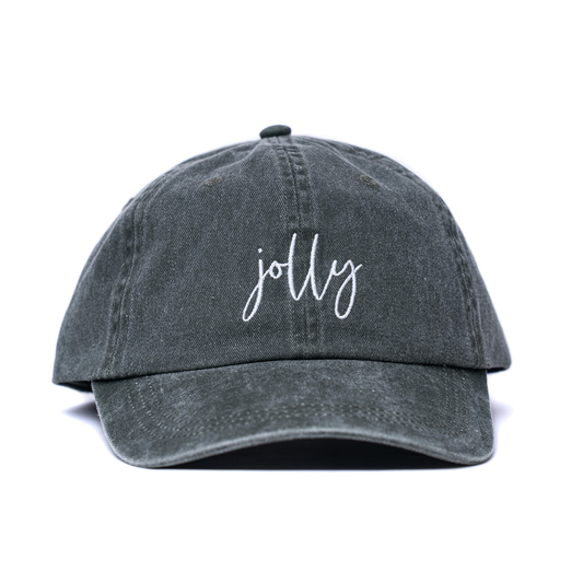 Jolly (White, Cursive) - Baseball Hat (Charcoal)