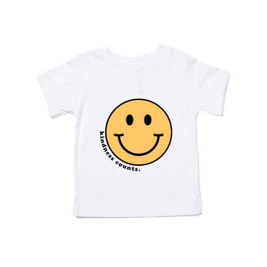 Kindness Counts Smiley - Kids Tee (White)