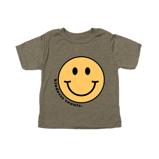 Kindness Counts Smiley - Kids Tee (Olive)